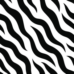 Seamless Zebra Animal Fur Pattern Vector Design.
