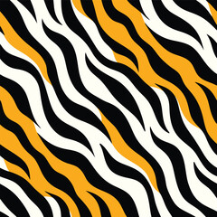 Seamless Zebra Animal Fur Pattern Vector Design.