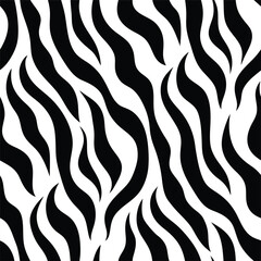 Seamless Zebra Animal Fur Pattern Vector Design.