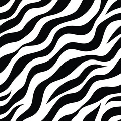 Seamless Zebra Animal Fur Pattern Vector Design.