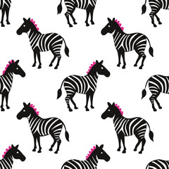 Seamless Zebra Animal Fur Pattern Vector Design.