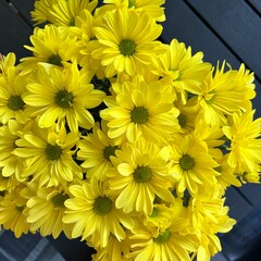 bouquet of bright yellow chrysanthemum