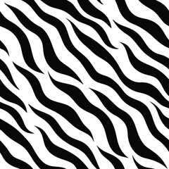Seamless Zebra Animal Fur Pattern Vector Design.