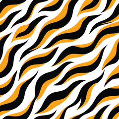 Seamless Zebra Animal Fur Pattern Vector Design.