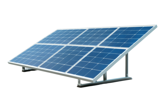 Compact solar panel with aluminum frame, clean edges, modern design, on solid white background, single object.,