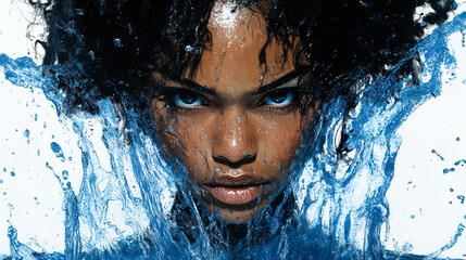 Fototapeta premium Water Splash Portrait. Stunning, captivating, and mesmerizing