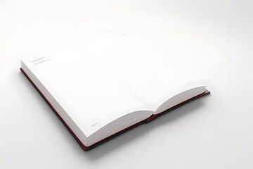 Realistic vector mockup of a standing 3D magazine with a blank white notebook page cover, isolated on a white background.