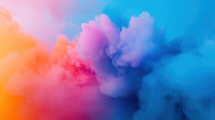 Abstract background of blue, pink, and orange smoke.