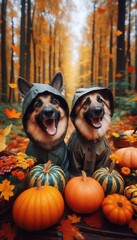 Schäferhund in Regenkleidung