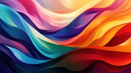 Fototapeta premium Abstract colorful wavy background with smooth lines in yellow, orange, red, pink, purple, blue, green, and black.