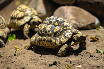 Land tortoise in captivity