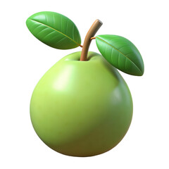 Fresh Green Pear with Leaves. Plastic Style Illustration