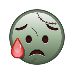 Obraz premium Face with an expression of disappointment and relief Large size of zombie halloween emoji