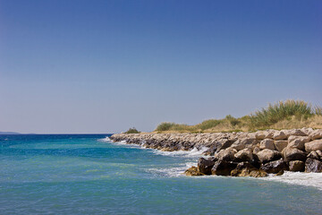 landscape with a rocky seashore. Sea coast
