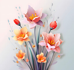 bouquet of flowers, painting illustration, drawing.