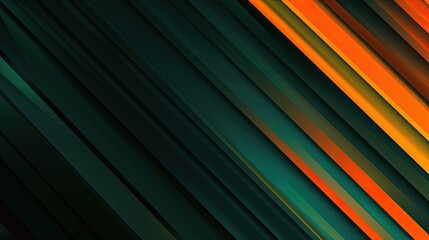 Obraz premium Dark emerald to black gradient wallpaper with bold orange stripes in background