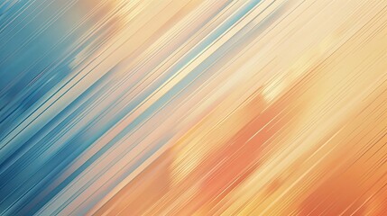 Obraz premium Peach to apricot gradient backdrop with delicate diagonal stripes in blue and gold
