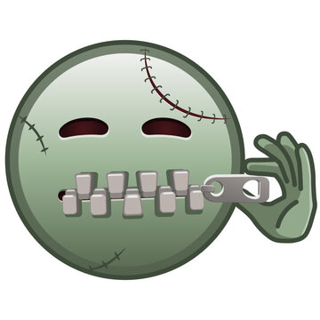 Zipper-Mouth face Large size of zombie halloween emoji
