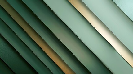 Obraz premium Forest green to sage abstract backdrop with crisp diagonal bronze and white stripes