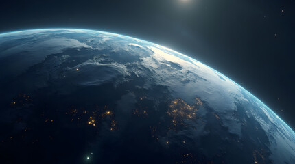 A view of the earth from space. 3D illustration with detailed planet surface. Generative AI