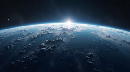 A view of the earth from space. 3D illustration with detailed planet surface. Generative AI