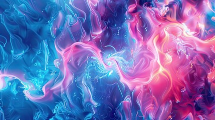 Obraz premium Fractal wallpaper with bright pink and electric blue swirling dynamic patterns