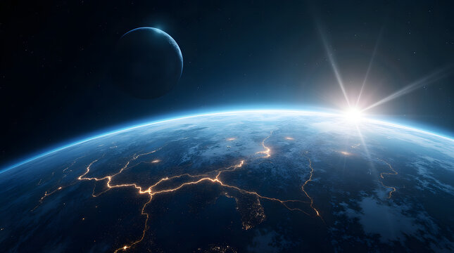 A view of the earth from space. 3D illustration with detailed planet surface. Generative AI