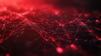 abstract red tech background dynamic network system artificial neural connections digital illustration