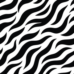 Seamless Zebra Animal Fur Pattern Vector Design.