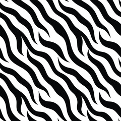 Seamless Zebra Animal Fur Pattern Vector Design.