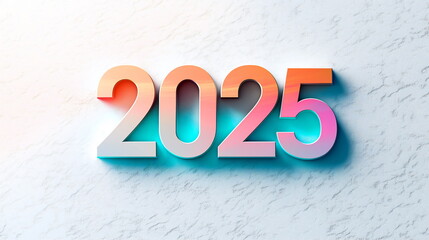3d Logo design with the number "2025" and elements, simple background with a white and color scheme, vector graphics, simple lines