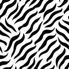 Seamless Zebra Animal Fur Pattern Vector Design.