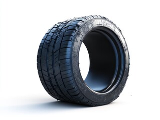 Obraz premium A close-up of a black tire showcasing its tread and structure, used for vehicles.