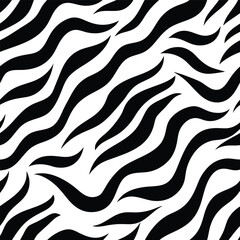 Seamless Zebra Animal Fur Pattern Vector Design.