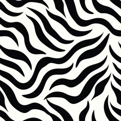 Seamless Zebra Animal Fur Pattern Vector Design.