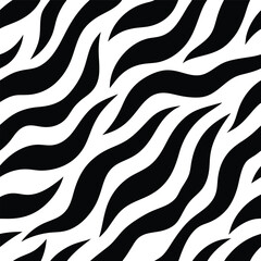 Seamless Zebra Animal Fur Pattern Vector Design.