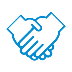 Blue vector icon. Hands handshake