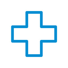 Obraz premium Blue vector icon. The medical symbol is a cross