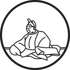 線画円形シンプル百人一首　中納言朝忠