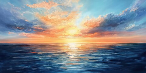 Obraz premium sunset over a calm ocean 