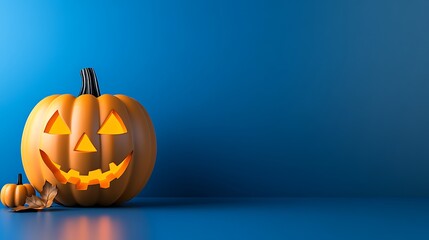 Cheerful Pumpkin with Blue Background for Halloween