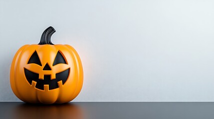 Vibrant Halloween Pumpkin with Spooky Face Design