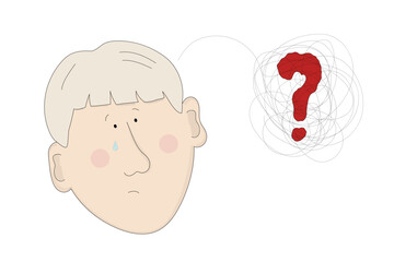 Sad crying man concept. Unhappy man