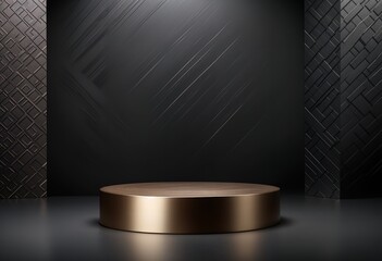 Empty product podium pedestal for displaying products with a black background