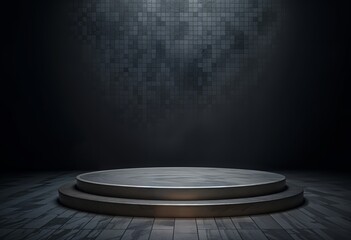 Empty product podium pedestal for displaying products with a black background