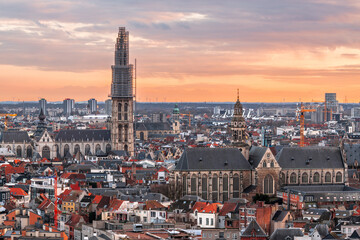 Antwerp, Belgium Cityscape at Dusk