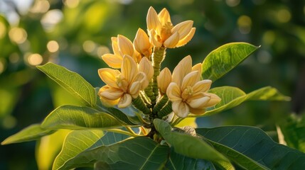 Fototapeta premium Crown flower, green leaf. Generative AI