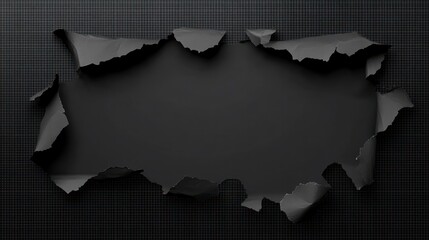 Black torn paper isolated on a transparent background. Black Friday mockup.