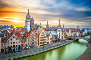 Fototapeta premium Ghent, Belgium Old Town Cityscape