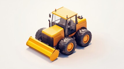 Fototapeta premium Yellow tractor with a blade isolated on white background.